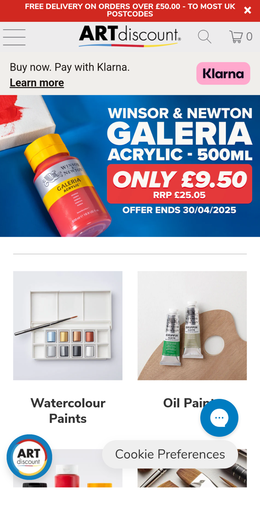 Artdiscount mobile website screen shot