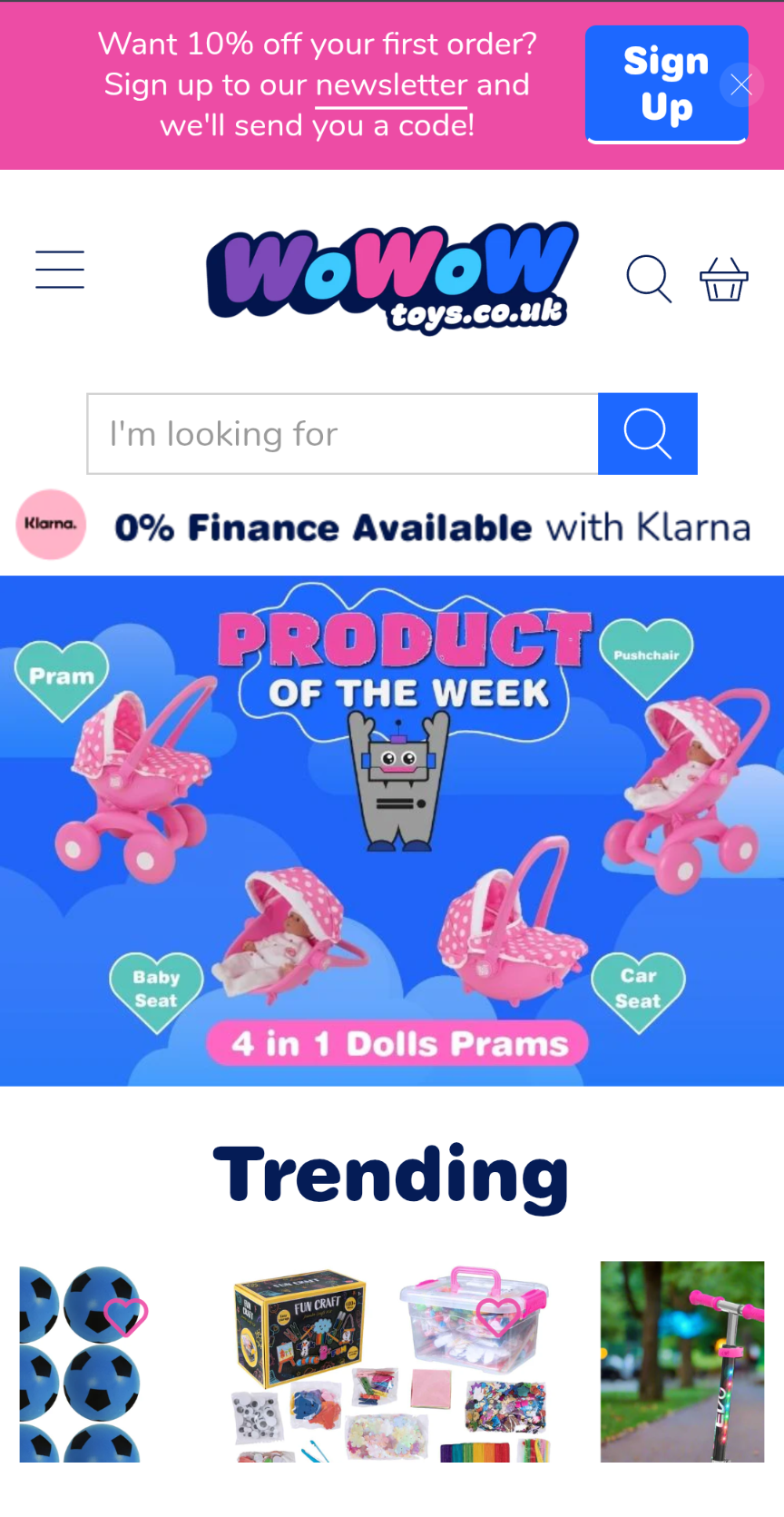 Wowow Toys mobile screen shot